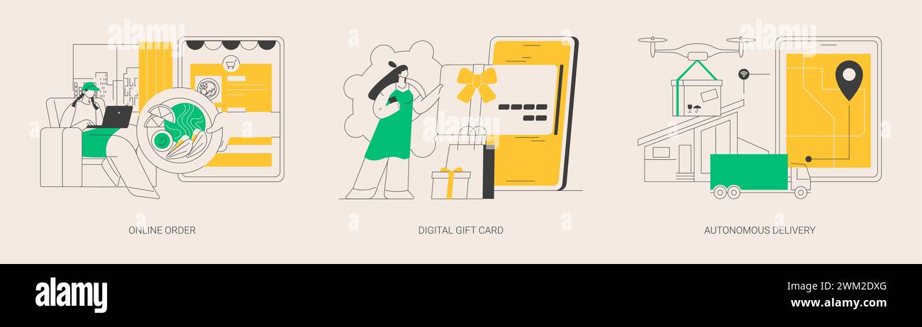 Keine Kontaktbestellung und Lieferung abstrakte Konzept Vektor Illustrationen. Stock Vektor