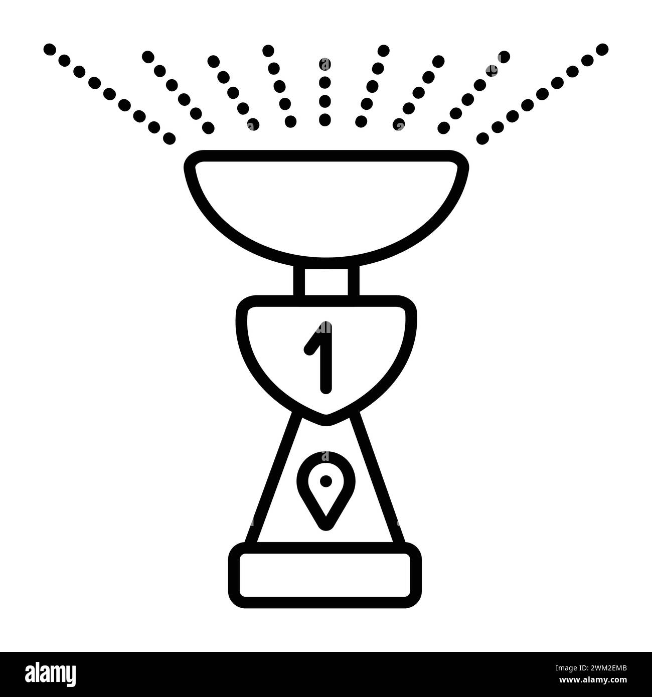 Beste Lieferfirma, schwarze Linie Vektor-Symbol des Triumphpokals, Preis für guten Versand, Piktogramm der Gewinnerstatuette Stock Vektor