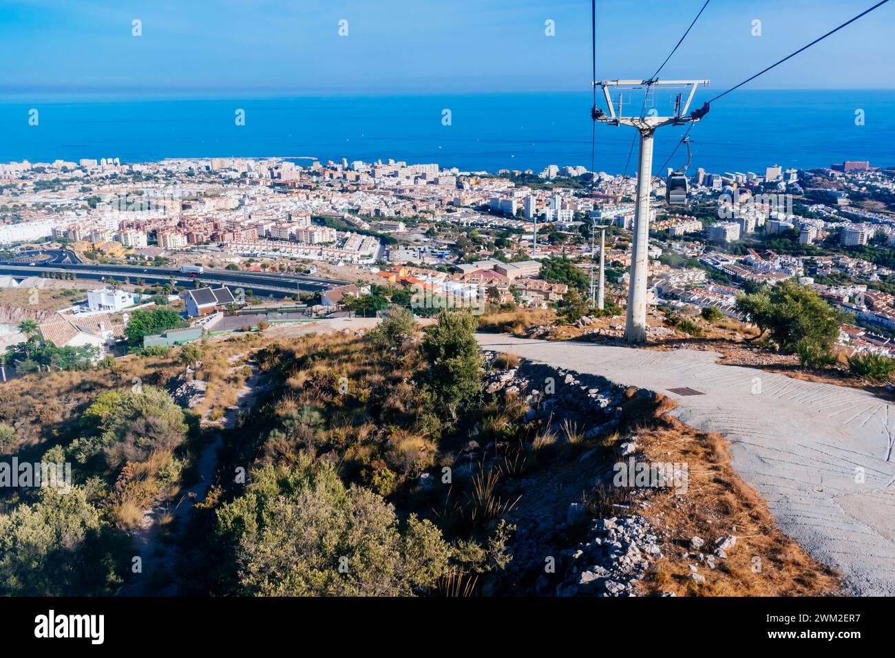 Seilbahn von Arroyo de la Miel zum Monte Calamorro. Benalmádena, Málaga, Andalucía, Spanien, Europa Stockfoto