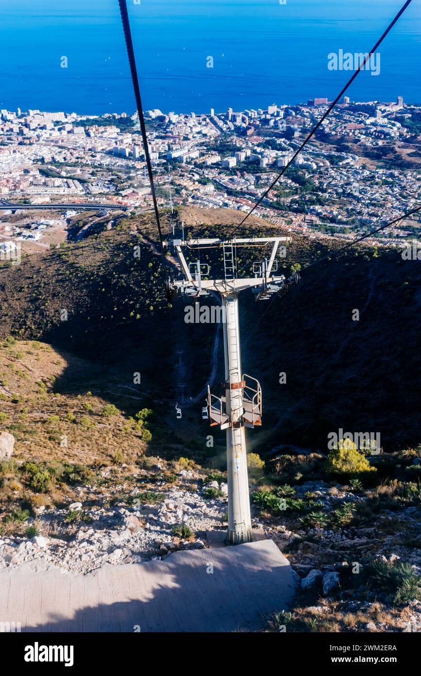 Seilbahn von Arroyo de la Miel zum Monte Calamorro. Benalmádena, Málaga, Andalucía, Spanien, Europa Stockfoto