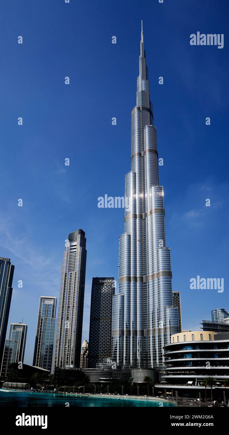 Burj Khalifa, Dubai, früher bekannt als Burj Dubai. Es ist das höchste Gebäude der Welt. Stockfoto