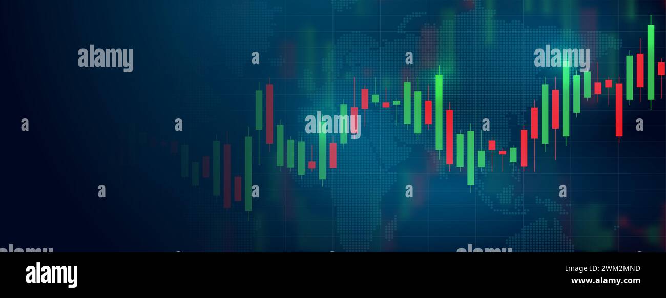 Das Anlagediagramm der Börse ist eine Geschäftskerze oder ein Diagramm auf blauem Hintergrund. Stock Vektor