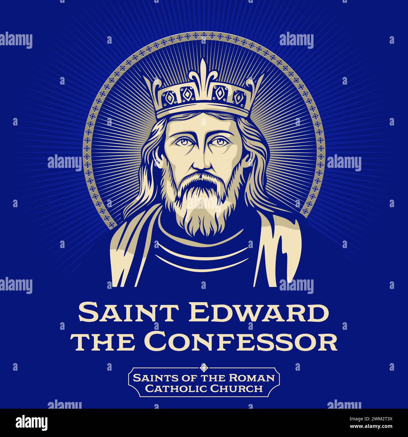 Heilige der katholischen Kirche. Der heilige Eduard der Bekenner (1003–1066) war ein angelsächsischer englischer König und heiliger. Normalerweise wird er als letzter König angesehen Stock Vektor