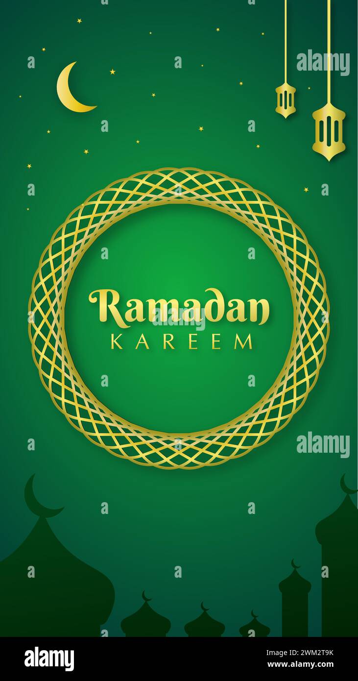 Ein luxuriöser und prächtiger islamischer Hintergrund. Vertikales Banner für Social-Media-Inhalte Stock Vektor
