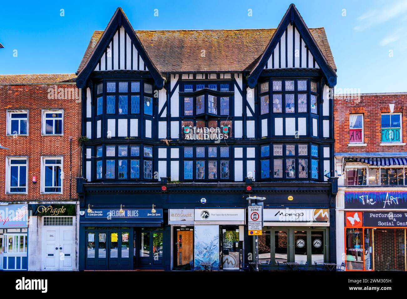 Tudor-Gebäude, oberhalb der Bar Str. Southampton, Hampshire, England, Vereinigtes Königreich, Vereinigtes Königreich, Europa Stockfoto