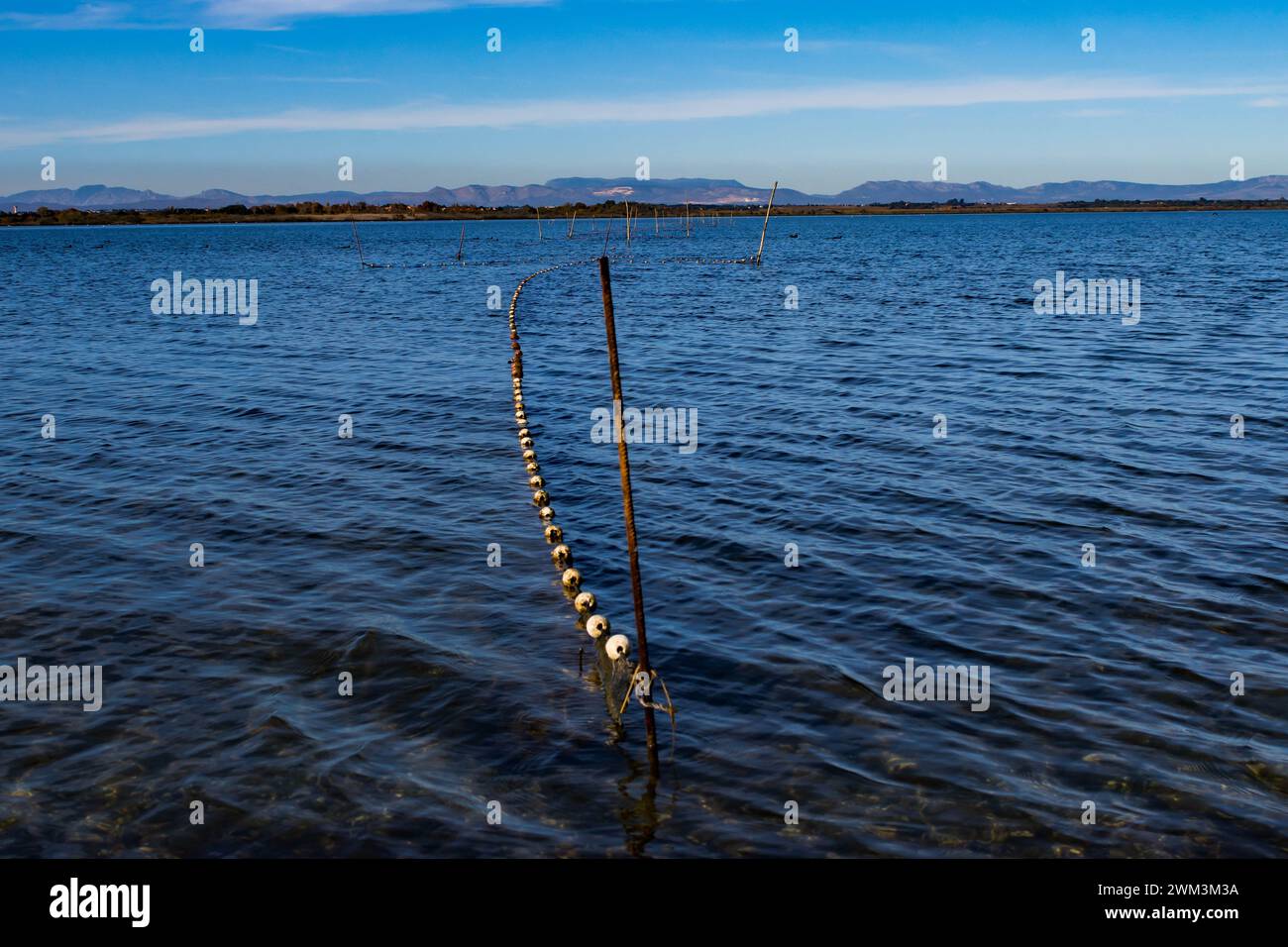 Filet sur l étang de Canet en Roussillon Stockfoto