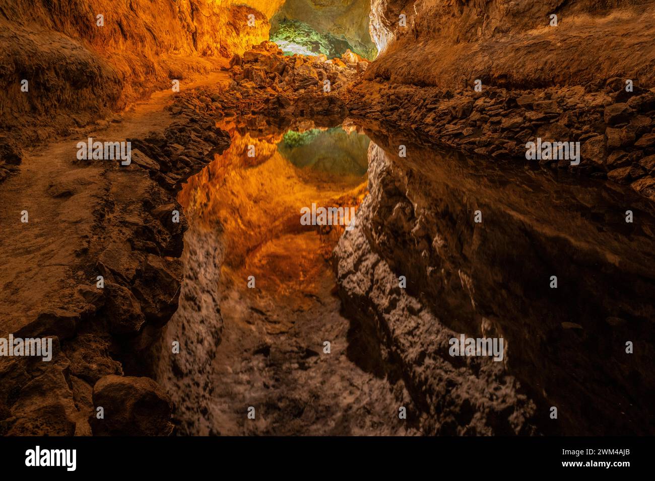 Cueva de los Verdes, Lavaröhre, Costa Teguise, Lanzarote, Kanarische Inseln, Spanien Stockfoto