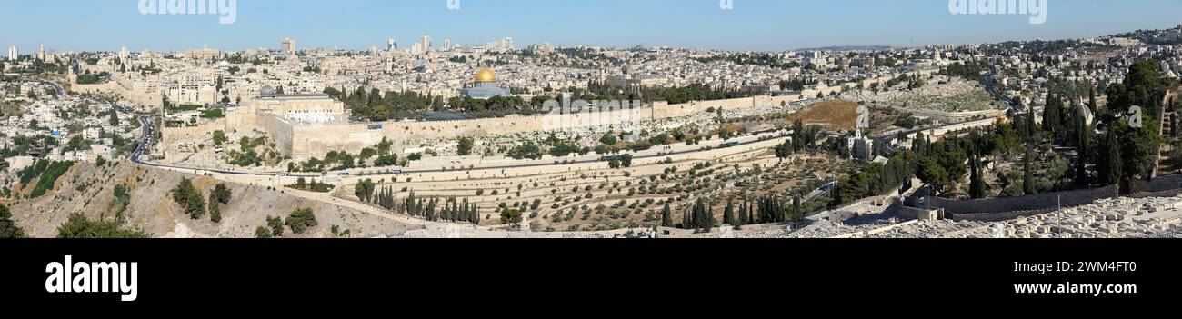 Panorama des alten Jerusalems, Ölbergs und des Kidron-Tals Stockfoto
