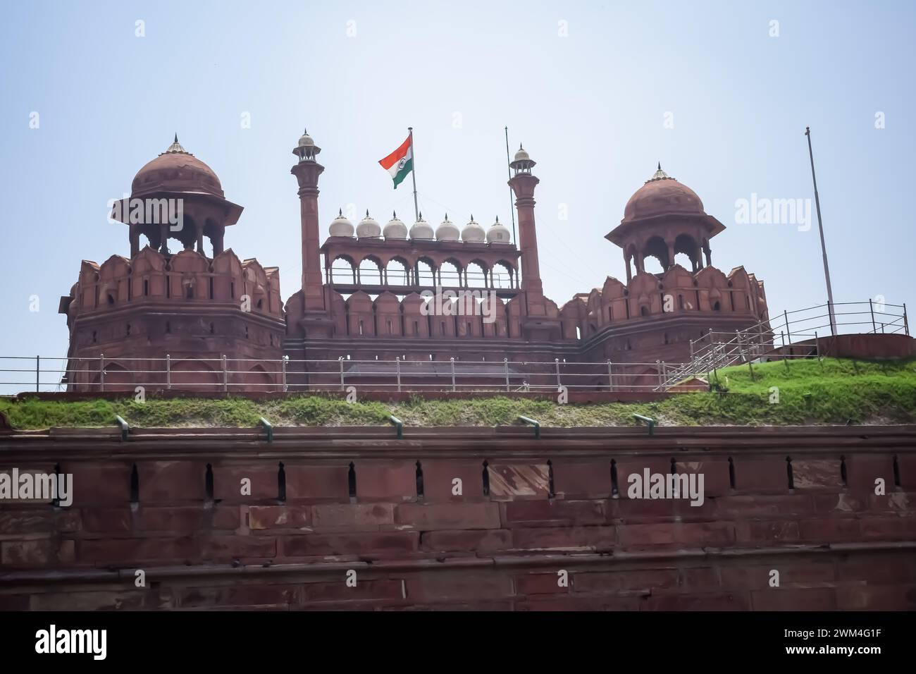 Architektonische Details von Lal Qila - Red Fort in Old Delhi, Indien, sehen Sie das Innere des Delhi Red Fort, die berühmten indischen Wahrzeichen Stockfoto