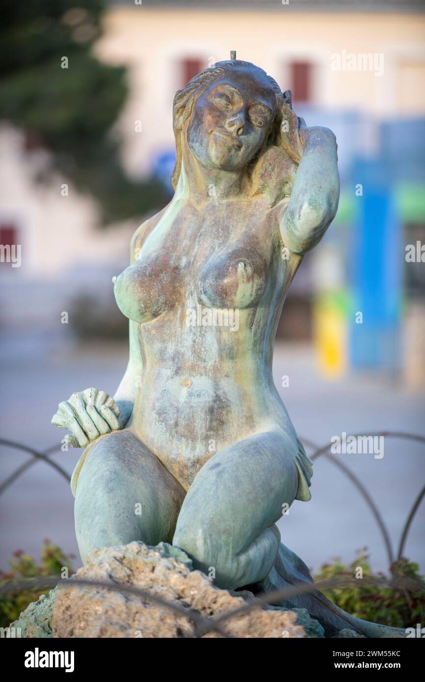 Die Skulptur Sirena am Passeig de la Sirena in Porto Cristo. Stockfoto