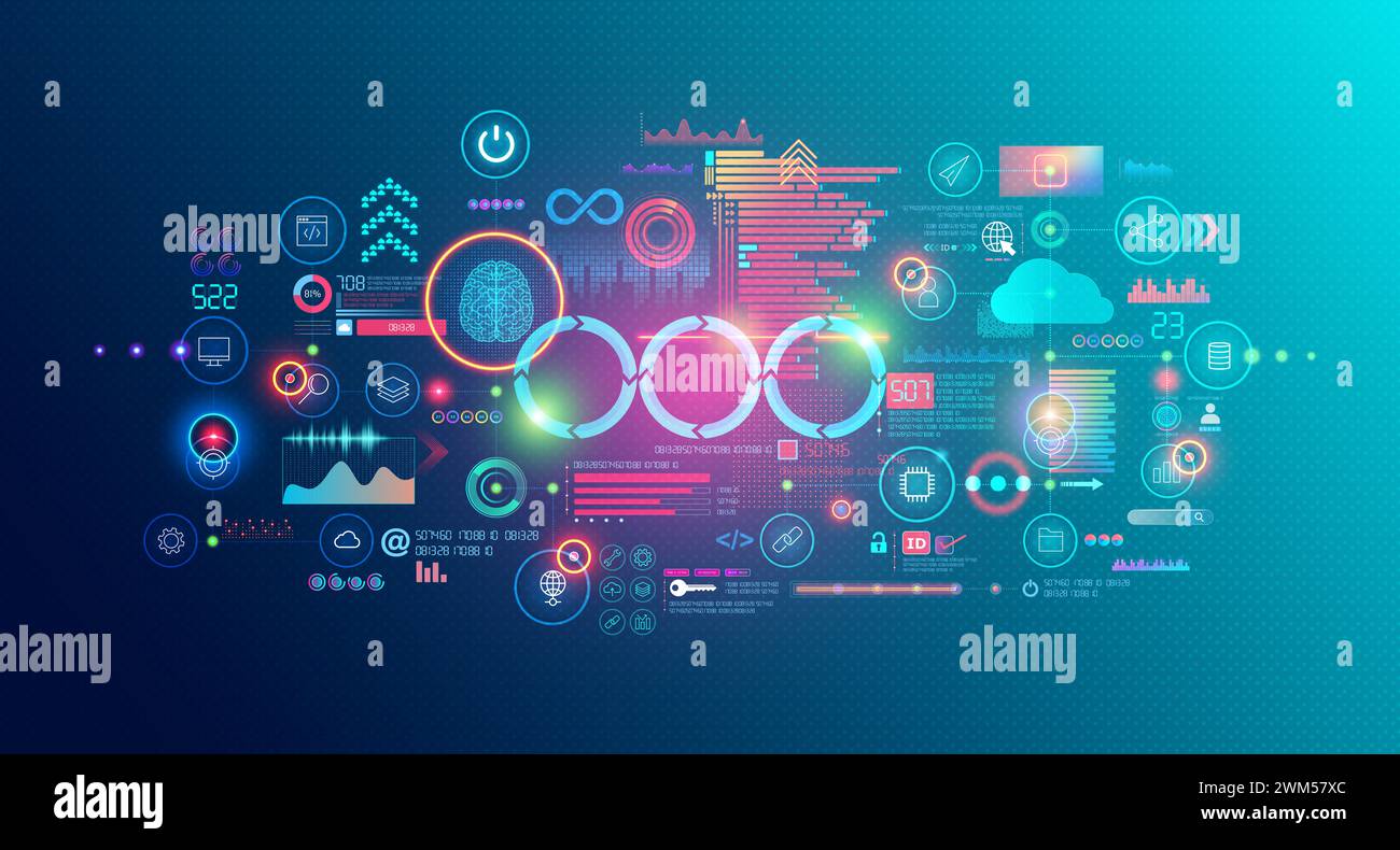 Artificial Intelligence Model Operationalization - ModelOps - eine Reihe von Funktionen die sich auf die Governance und das Full Lifecycle Management von KI konzentrieren - Stockfoto