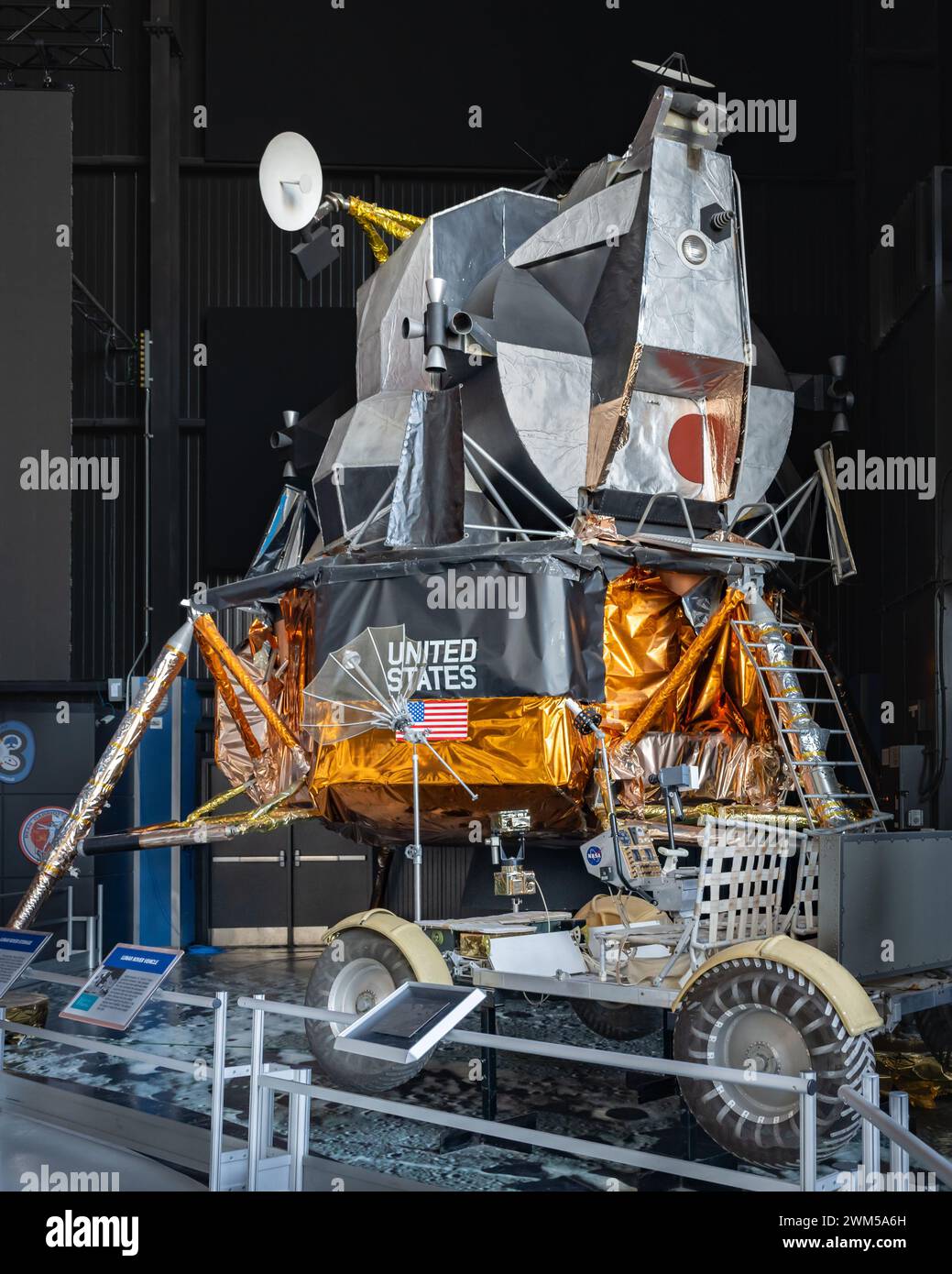 HUNTSVILLE, AL/USA - 10. MÄRZ 2022: Apollo Lunar Module, Davidson Center for Space Exploration, US Space & Rocket Center. Stockfoto