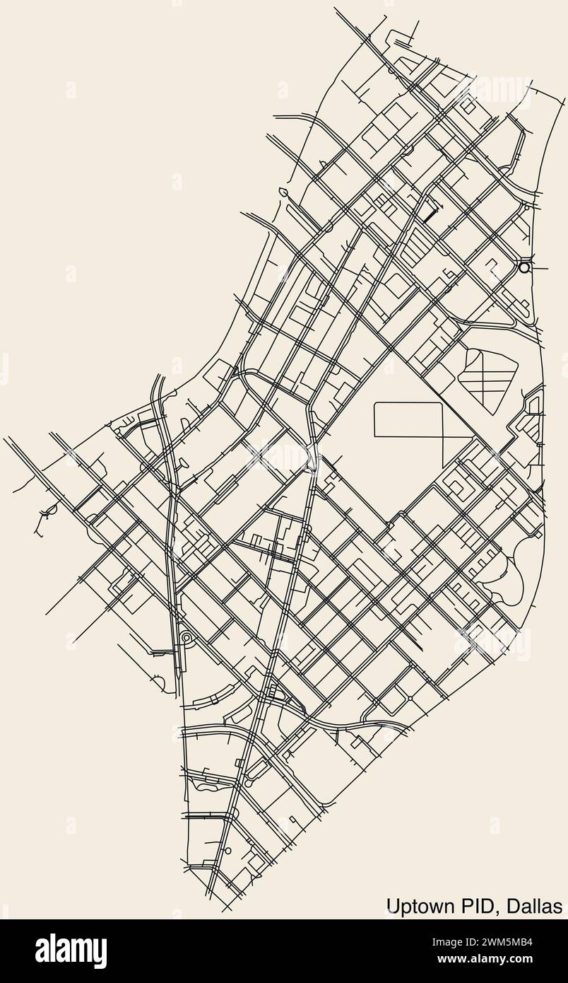 Straßenkarte des Stadtviertels Public Improvement District in DALLAS Stock Vektor