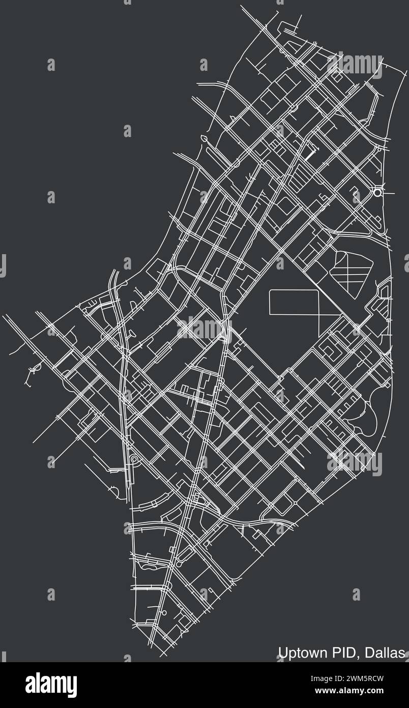 Straßenkarte des Stadtviertels Public Improvement District in DALLAS Stock Vektor