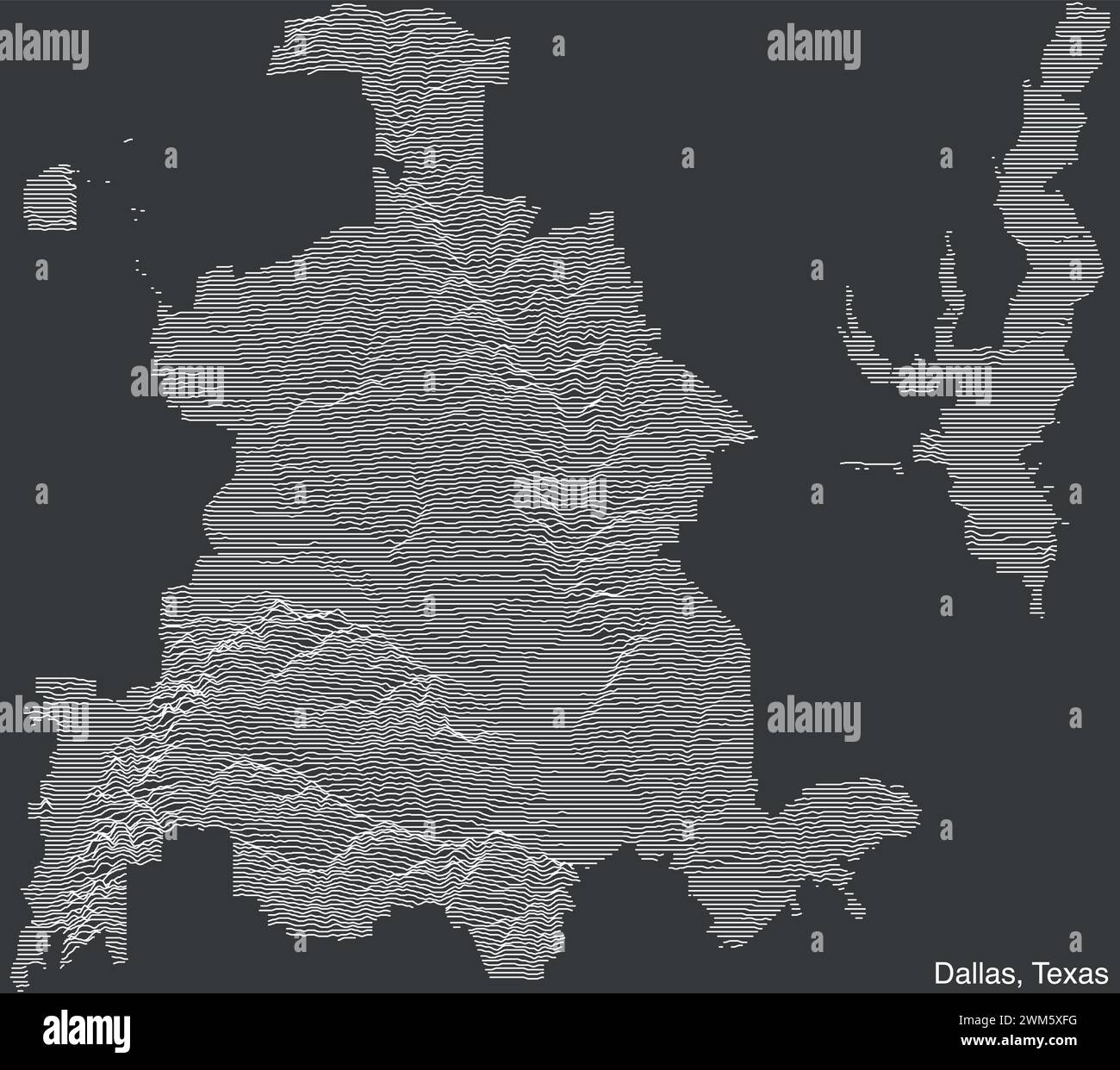 Topographische überzogene Reliefkarte von DALLAS, TEXAS Stock Vektor