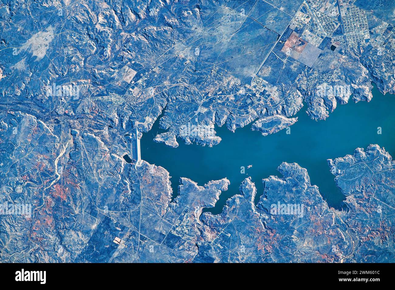 Gewässer in der Nähe von Borger, Texas, USA. Digitale Bildverbesserung durch die NASA Stockfoto