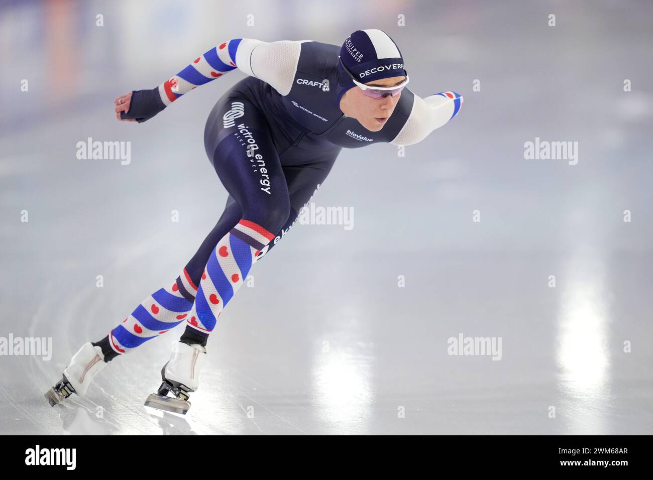 HEERENVEEN, NIEDERLANDE - 24. FEBRUAR: Anna Boersma trat beim Daikin NK Sprint am 24. Februar 2024 in Heerenveen, Niederlande auf der 1000 m an. (Foto: Douwe Bijlsma/Orange Pictures) Stockfoto