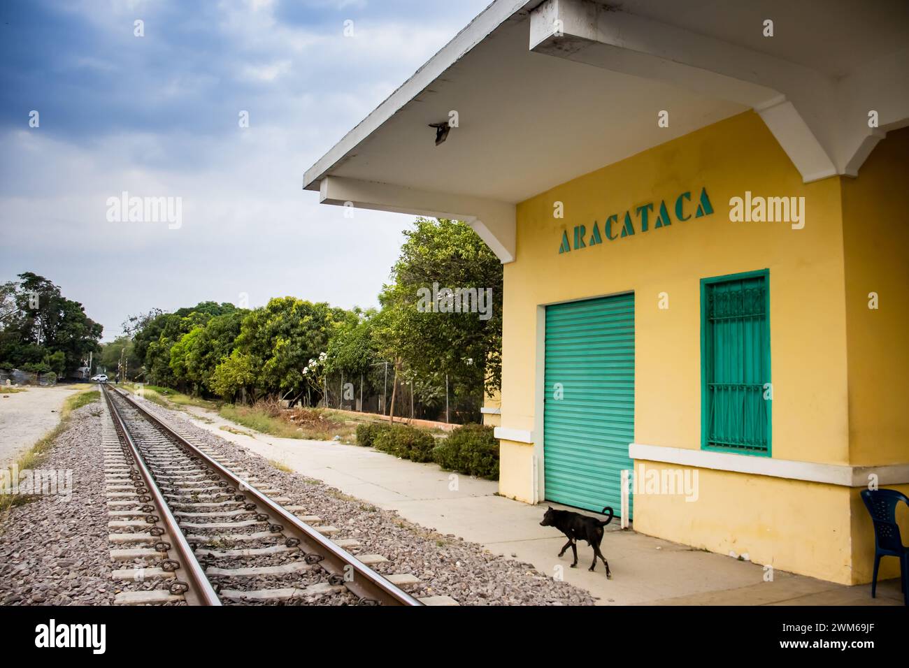 Der berühmte Bahnhof von Aracataca, einer der literarischen Schauplätze von Gabriel Garcia Marquez in seinem Nobelpreisträger Buch hundert Jahre Einsamkeit Stockfoto