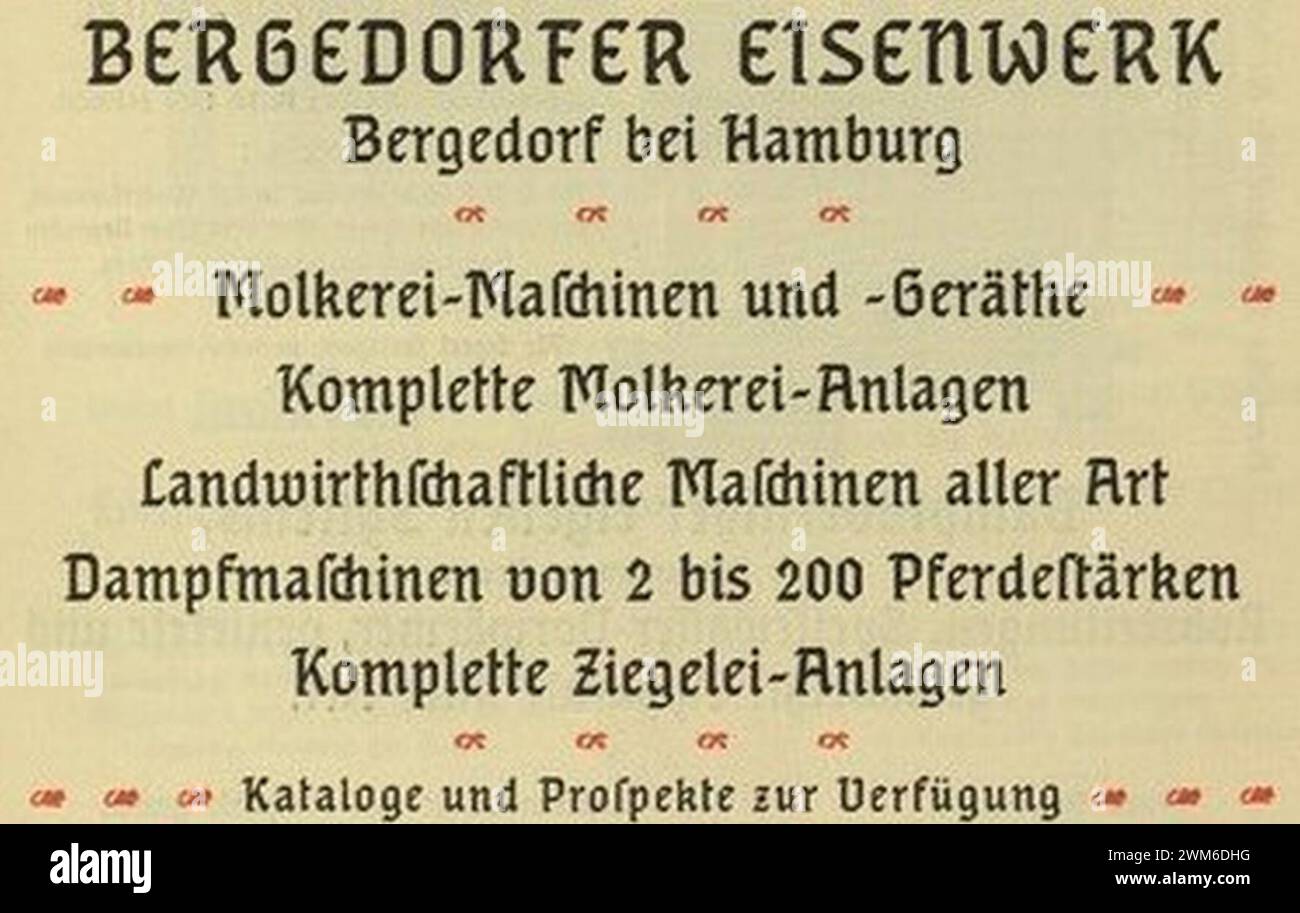Bergedorfer Eisenwerk 1900. Stockfoto