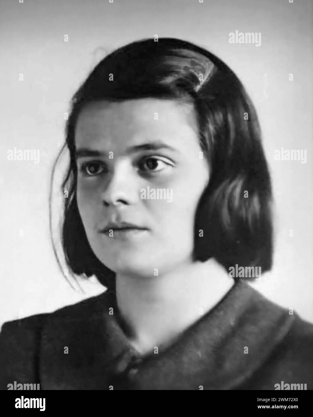 Sophie Scholl. Porträt der deutschen Studentin und Anti-nazi-politischen Aktivistin Sophia Magdalena Scholl (1921-1943) Stockfoto
