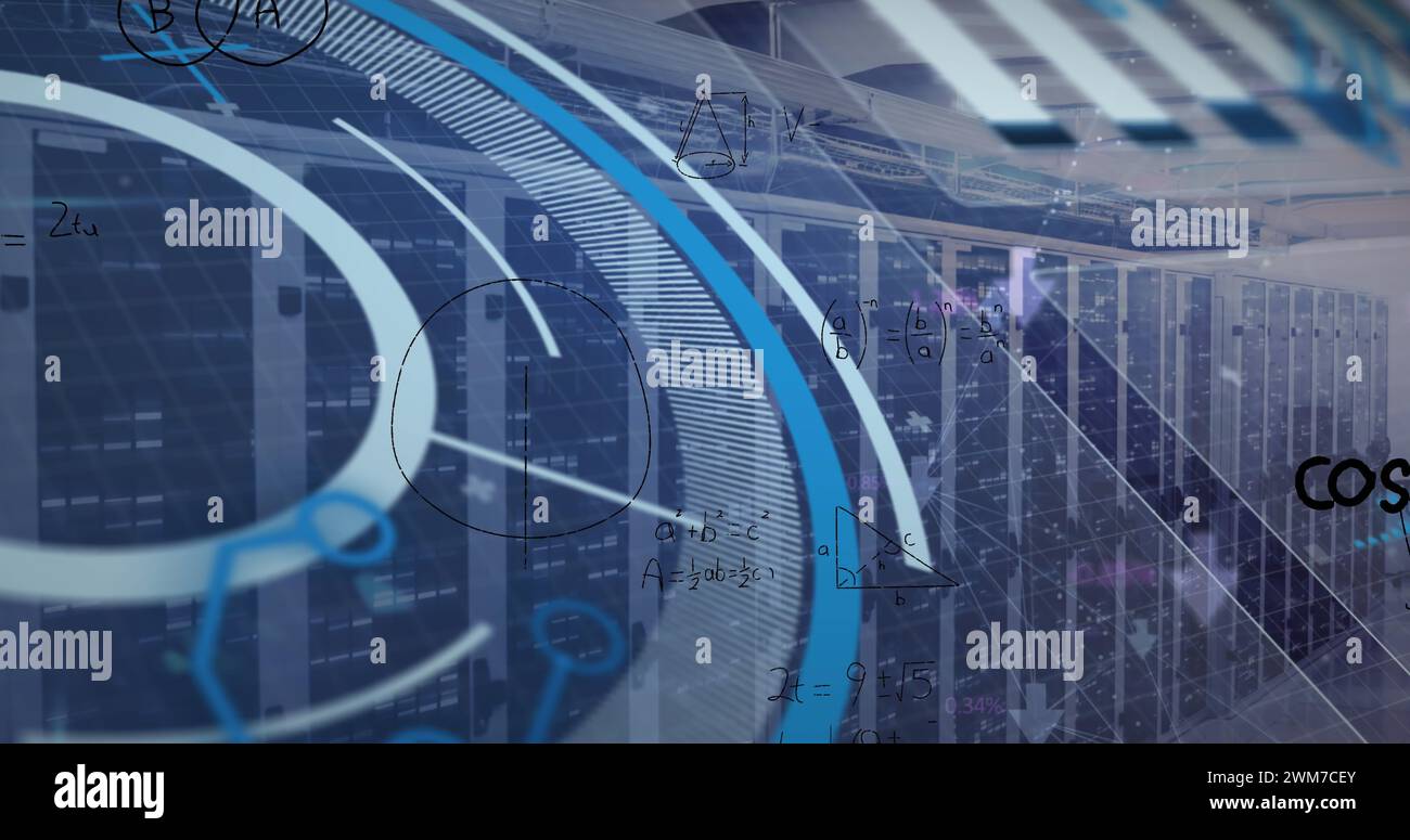 Bild der Datenverarbeitung über dem Serverraum Stockfoto