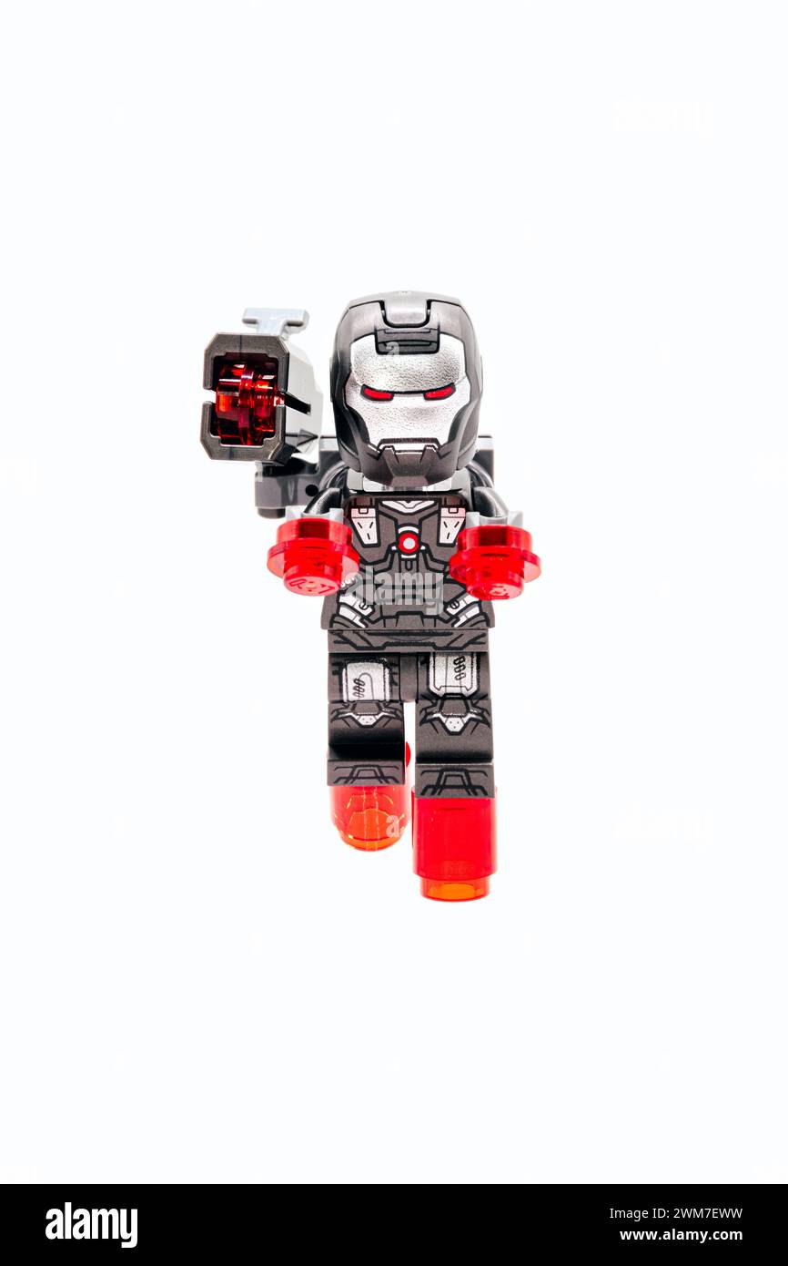 LEGO Marvel Super Heroes Avengers war Machine Black and Silver Armor Minifigur Stockfoto