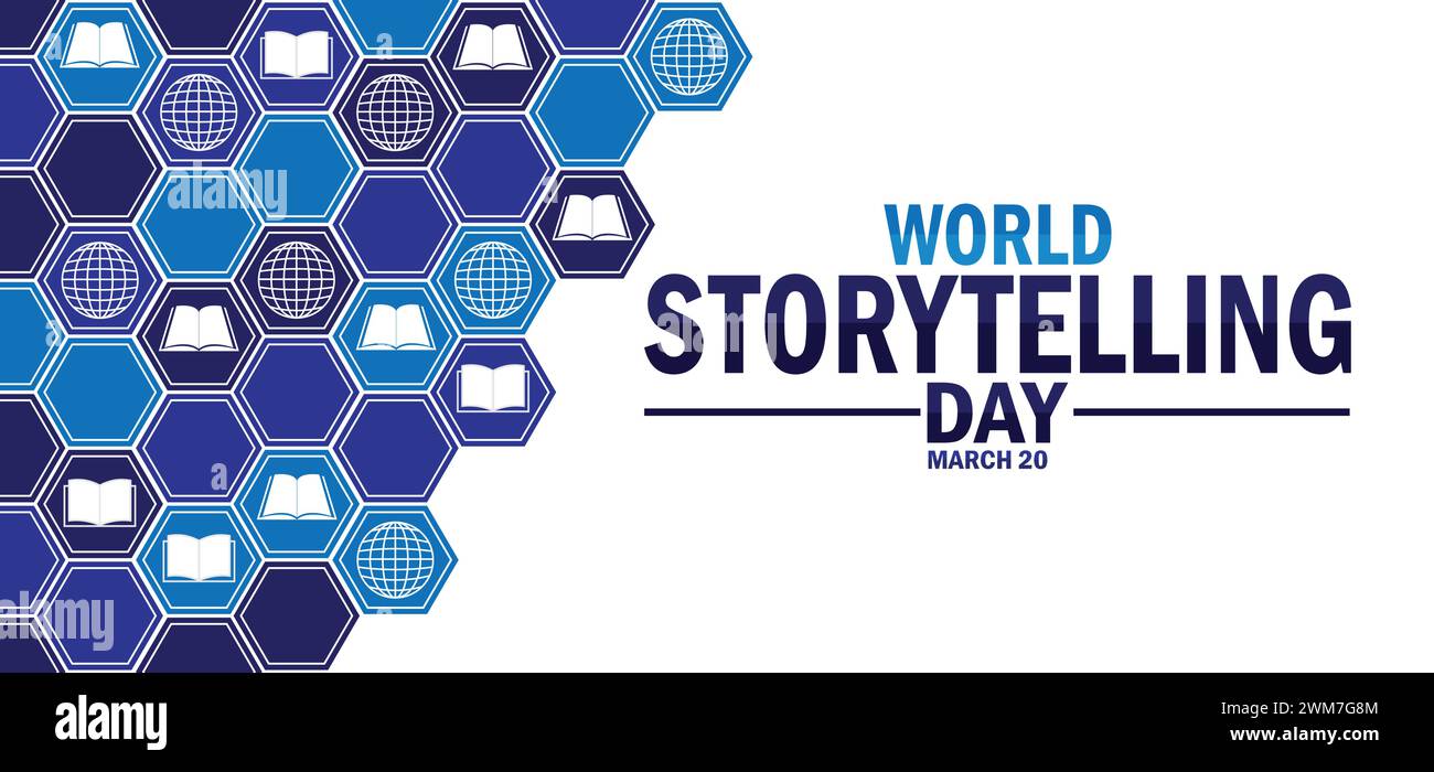 World Storytelling Day. März. Urlaubskonzept. Vorlage für Hintergrund, Banner, Karte, Poster mit Textbeschriftung Stock Vektor