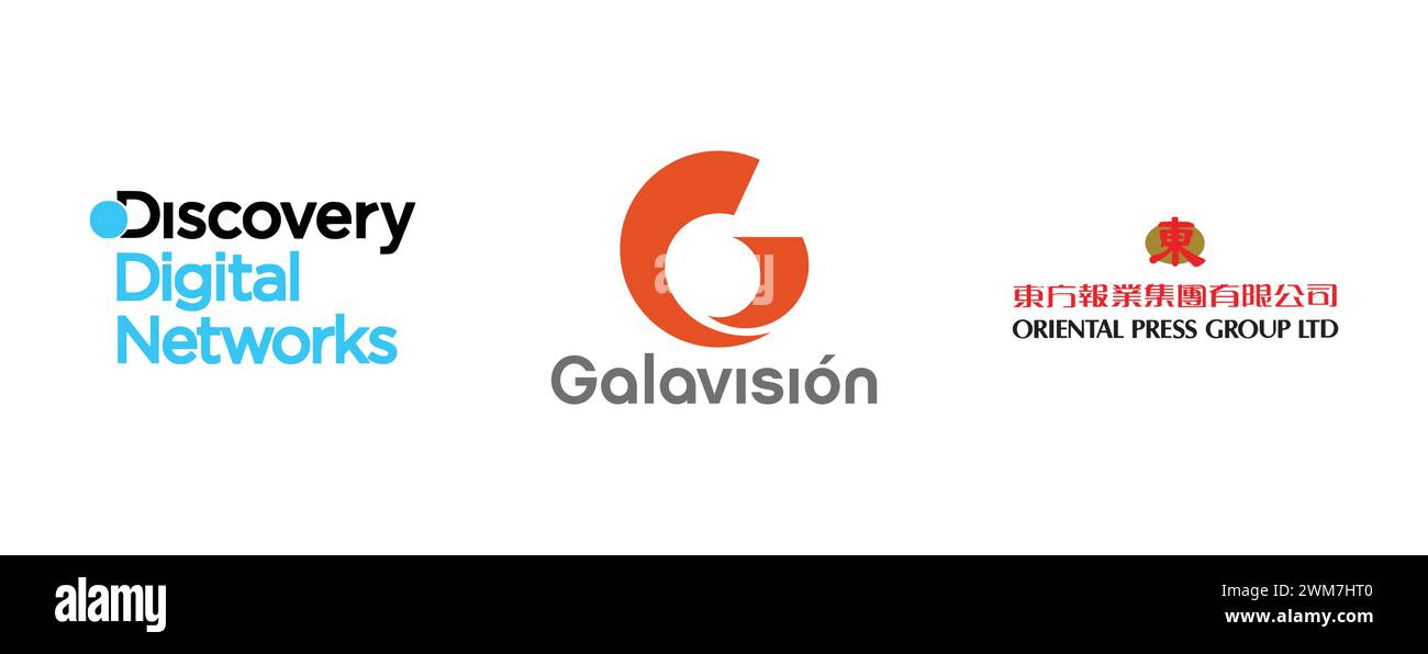 GALAVISION, DISCOVERY DIGITAL NETWORKS, ORIENTAL PRESS GROUP. Redaktionelle Vektorillustration. Stock Vektor
