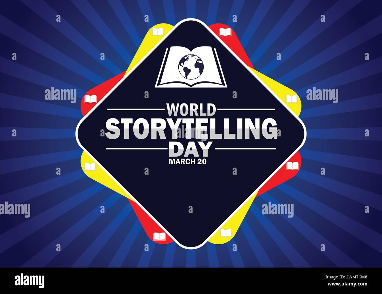 Hintergrundbild zum Welttageltag mit Formen und Typografie. World Storytelling Day, Hintergrund Stock Vektor