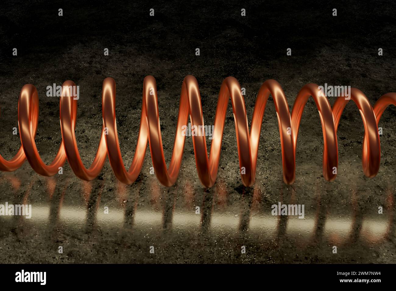 3D-Spiralfeder mit Hintergrund Stockfoto