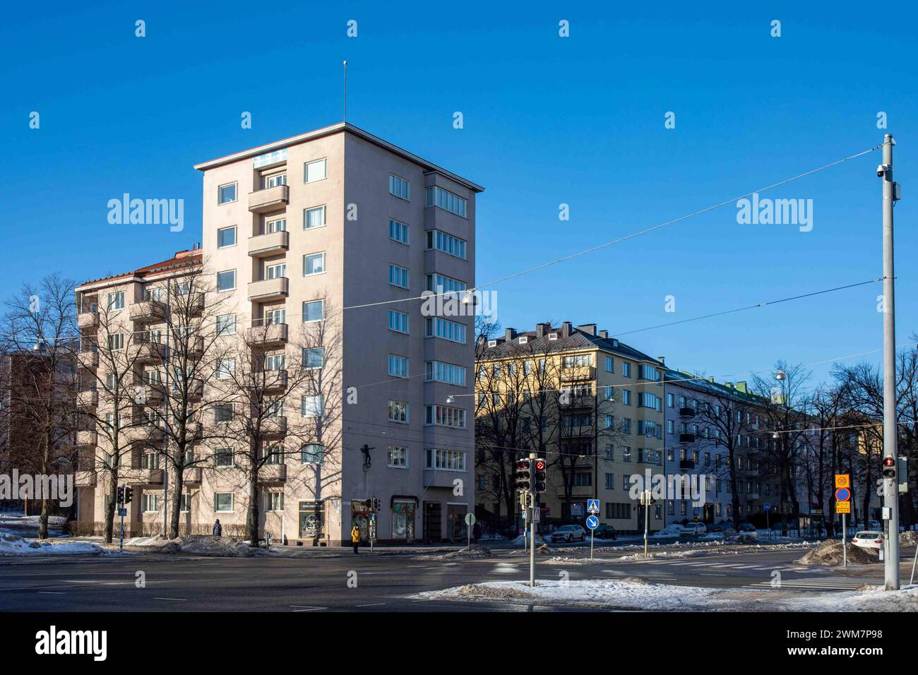 Munkkiniemen puistotie 2, Wohngebäude von Usko Nyström, 1938 fertiggestellt, im Stadtteil Munkkiniemi in Helsinki, Finnland Stockfoto