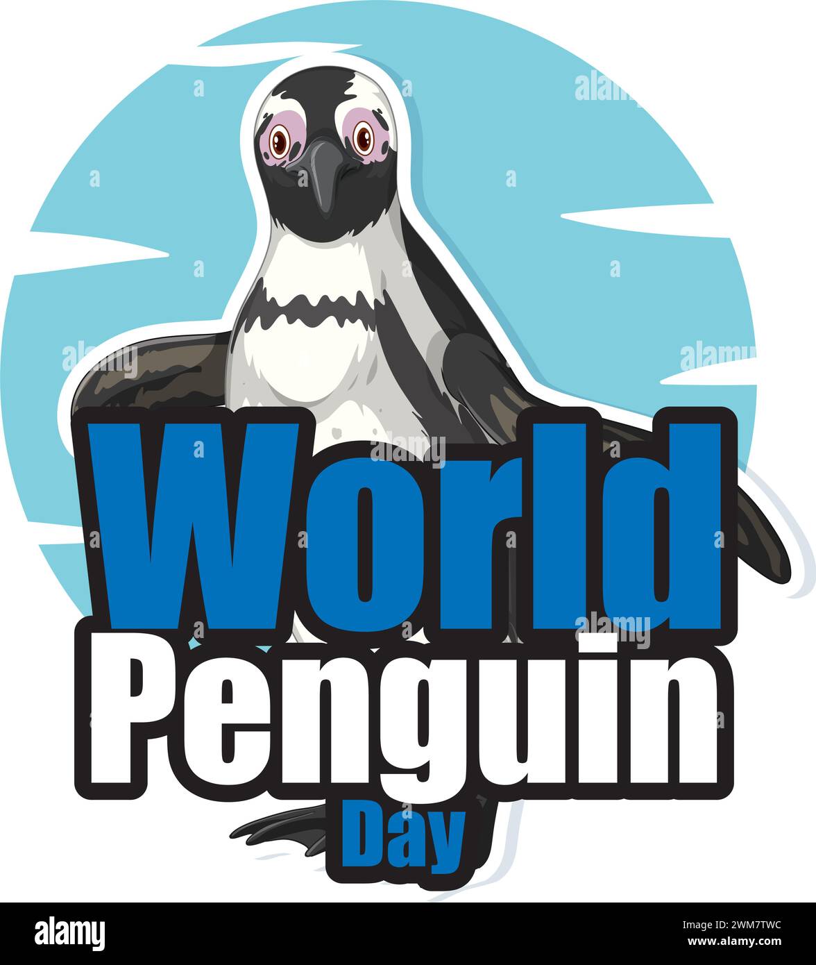 Niedliche Pinguingrafik für das World Pinguin Day Event Stock Vektor