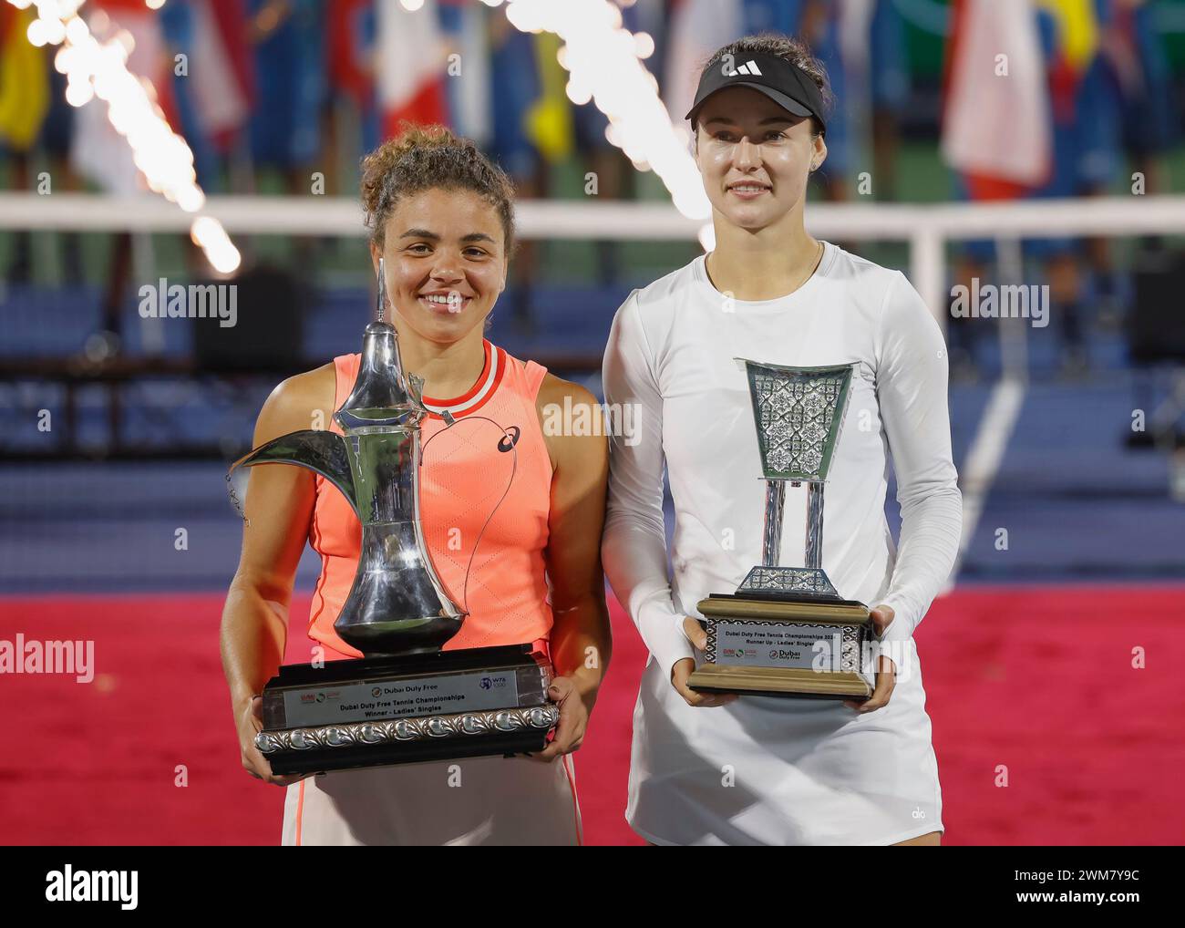 Jasmin Paolini aus Italien gewinnt die Duty Free Tennis Championships in Dubai, Vereinigte Arabische Emirate Stockfoto