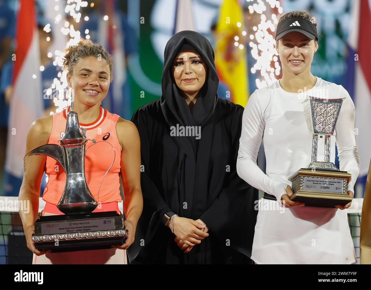 Jasmin Paolini aus Italien gewinnt die Duty Free Tennis Championships in Dubai, Vereinigte Arabische Emirate Stockfoto