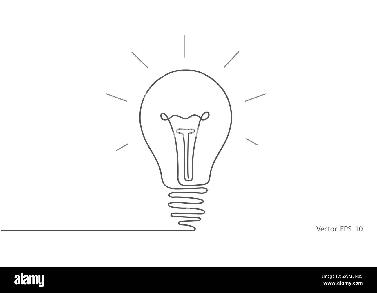 Elektrische Glühlampe.durchgehende einzeilige Zeichnung Glühlampe Symbol Idee.Vektorillustration. Stock Vektor