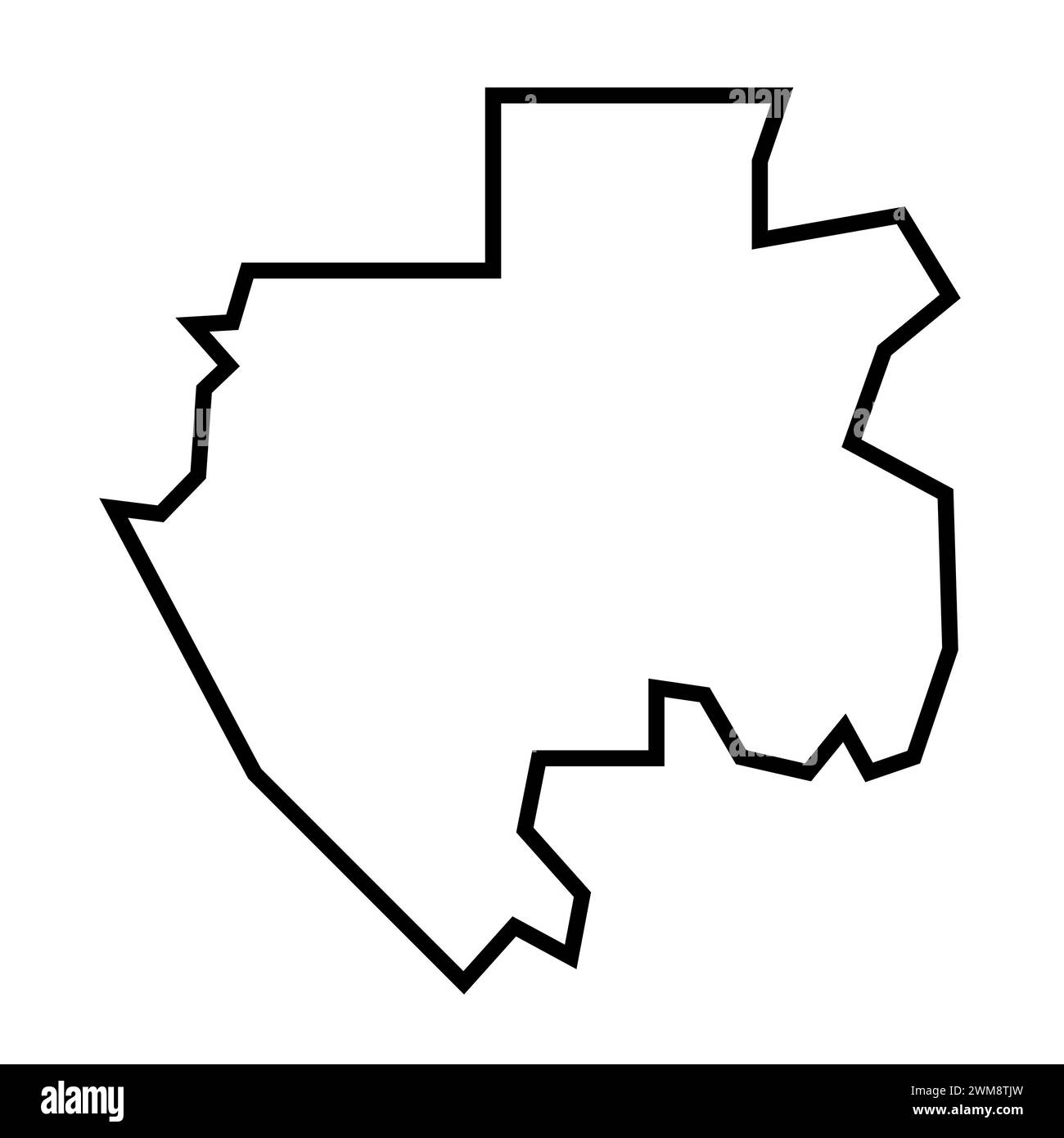 Die dicke schwarze Umrisssilhouette des Gabon Country. Vereinfachte Karte. Vektorsymbol auf weißem Hintergrund isoliert. Stock Vektor
