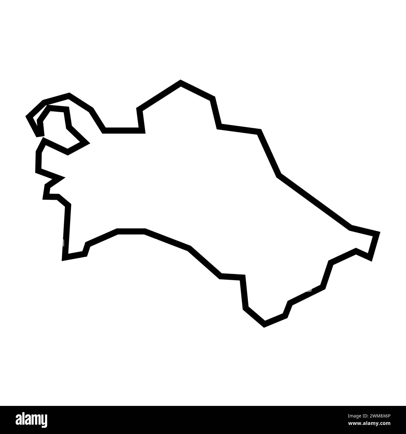 Turkmenistan Land dicke schwarze Umrisssilhouette. Vereinfachte Karte. Vektorsymbol auf weißem Hintergrund isoliert. Stock Vektor