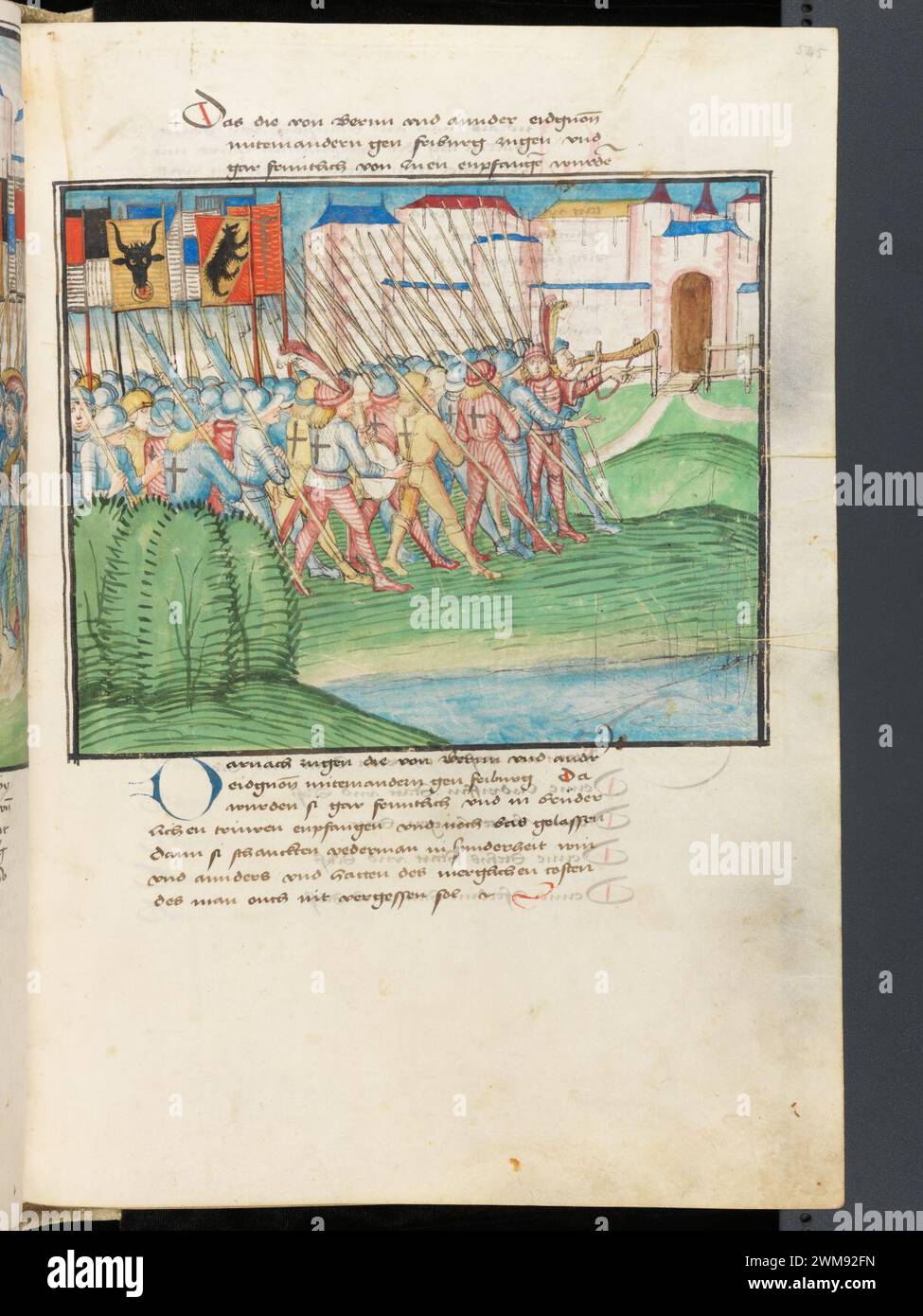 MSS.h.h.I.3, S. 545 – Diebold Schilling, Amtliche Berner Chronik, Vol. 3. Stockfoto