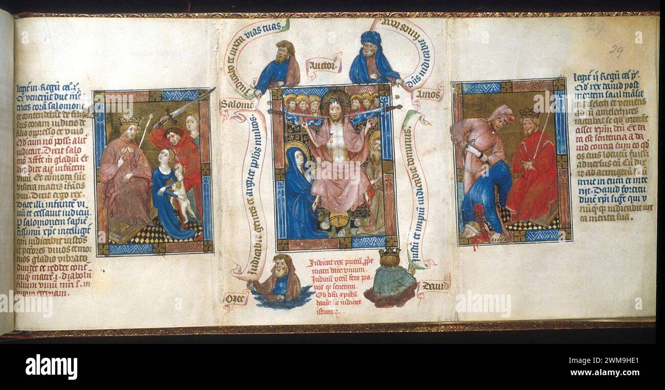 Biblia pauperum - King's 5 - Folio 29 - Letztes Gericht. Stockfoto