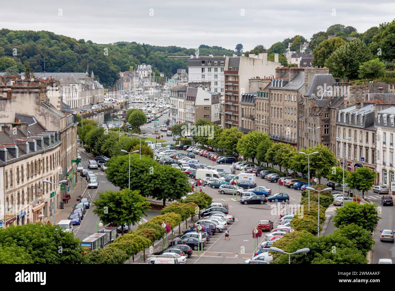 Stadtblick von Morlaix im Norden des Departements Finistere, Bretagne, Frankreich Stockfoto