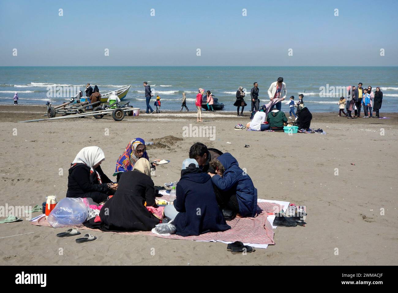 Szene am Strand von Babolsar, Kaspisches Meer, Iran, 22/03/2019 Stockfoto