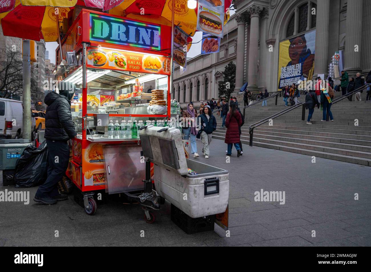 Halal Street Food Verkäufer vor dem MET Museum of Art Fifth Avenue NY Stockfoto