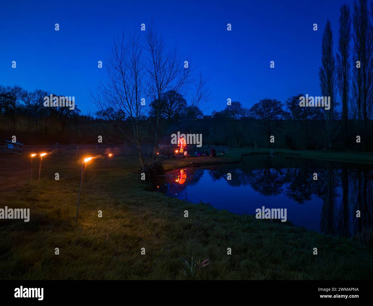 Vollmond über der Severn-Mündung in Lydney, Gloucestershire.UK Stockfoto