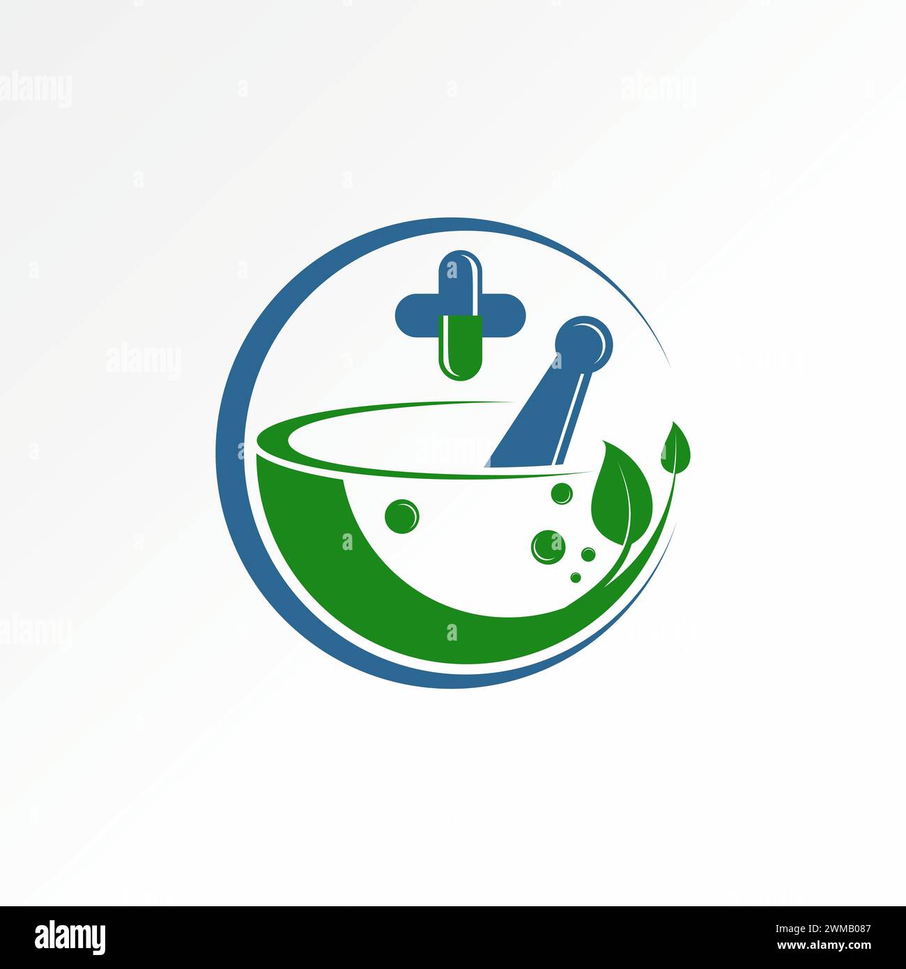 Logo Design Grafik Konzept kreative Premium Vektor Stock abstrakte Crusher Apotheke Kreuzkapsel Blatt Natur Botanik. Verwandte madikalische Gesundheit Stock Vektor