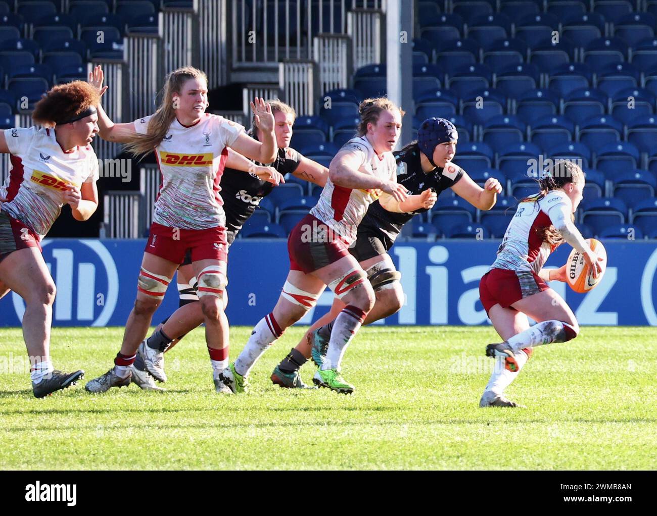 Exeter, Devon, Großbritannien. Februar 2024. Allianz Premiership Women's Rugby: Exeter Chiefs gegen Harlequins Women in Sandy Park, Exeter, Devon, Großbritannien. Abbildung: Nidpor/Alamy Live News Stockfoto