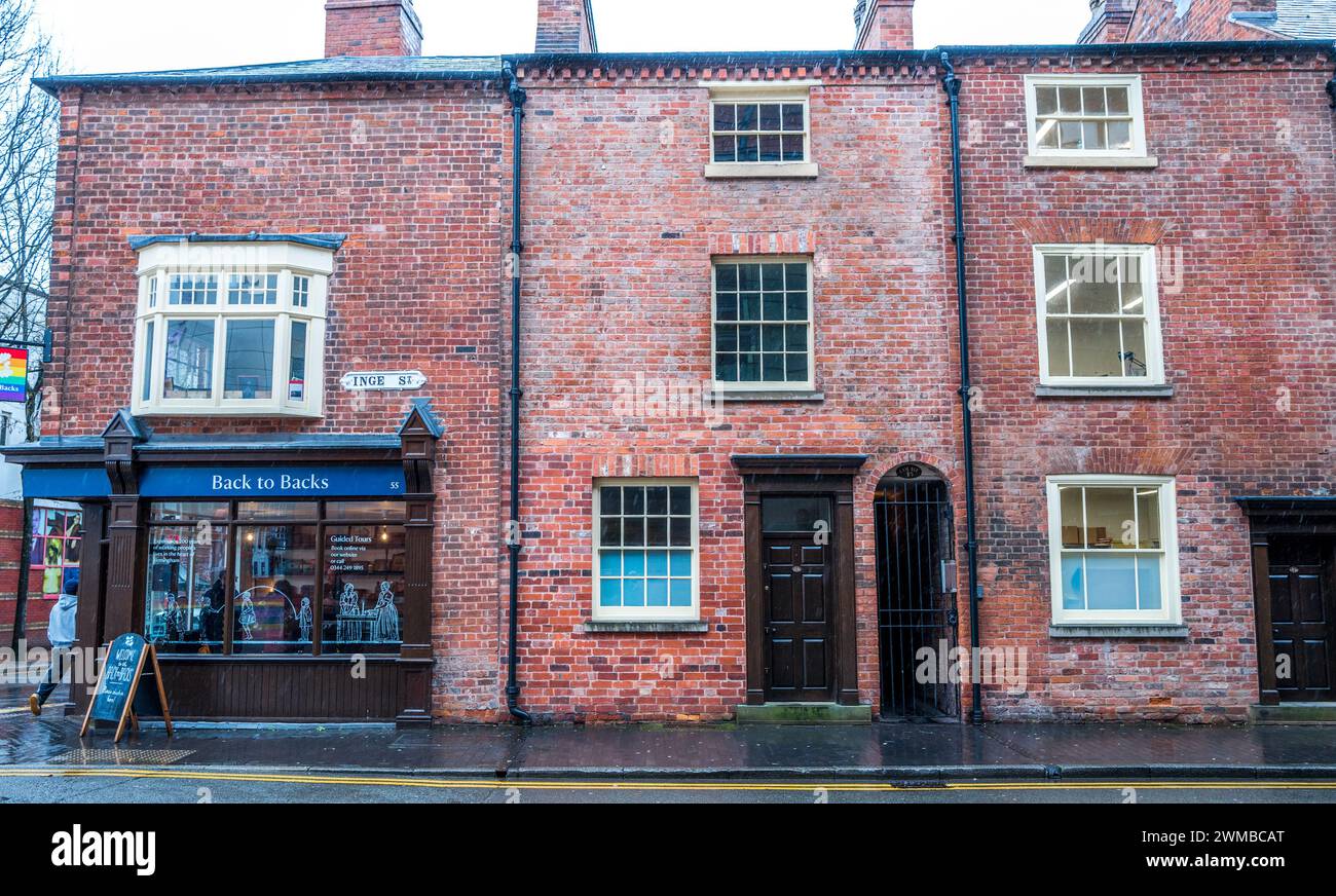 Die erhaltenen Häuser aus dem 19. Jahrhundert in Birmingham wurden vom National Trust verwaltet. Stockfoto