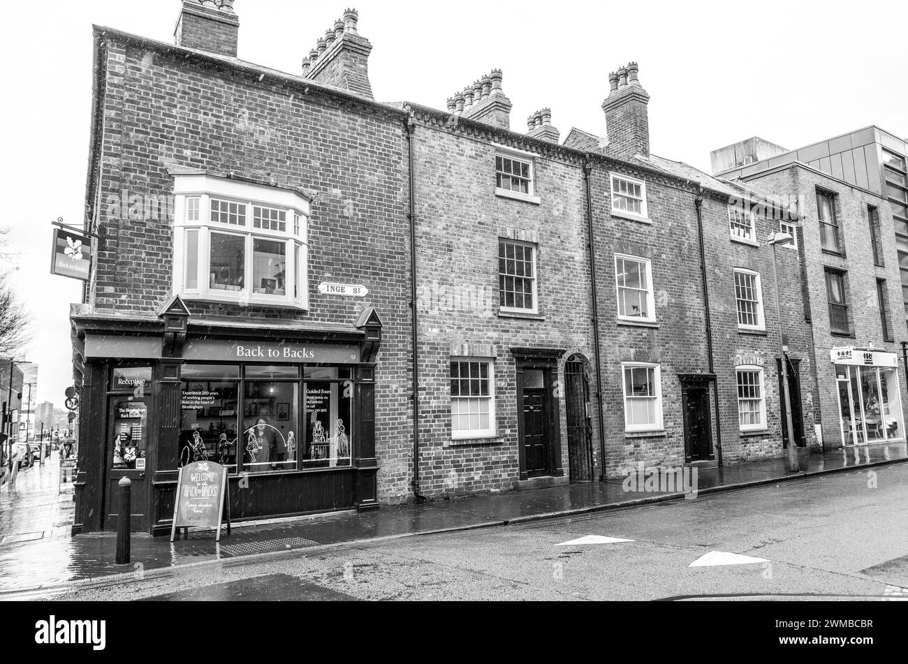 Die erhaltenen Häuser aus dem 19. Jahrhundert in Birmingham wurden vom National Trust verwaltet. Stockfoto
