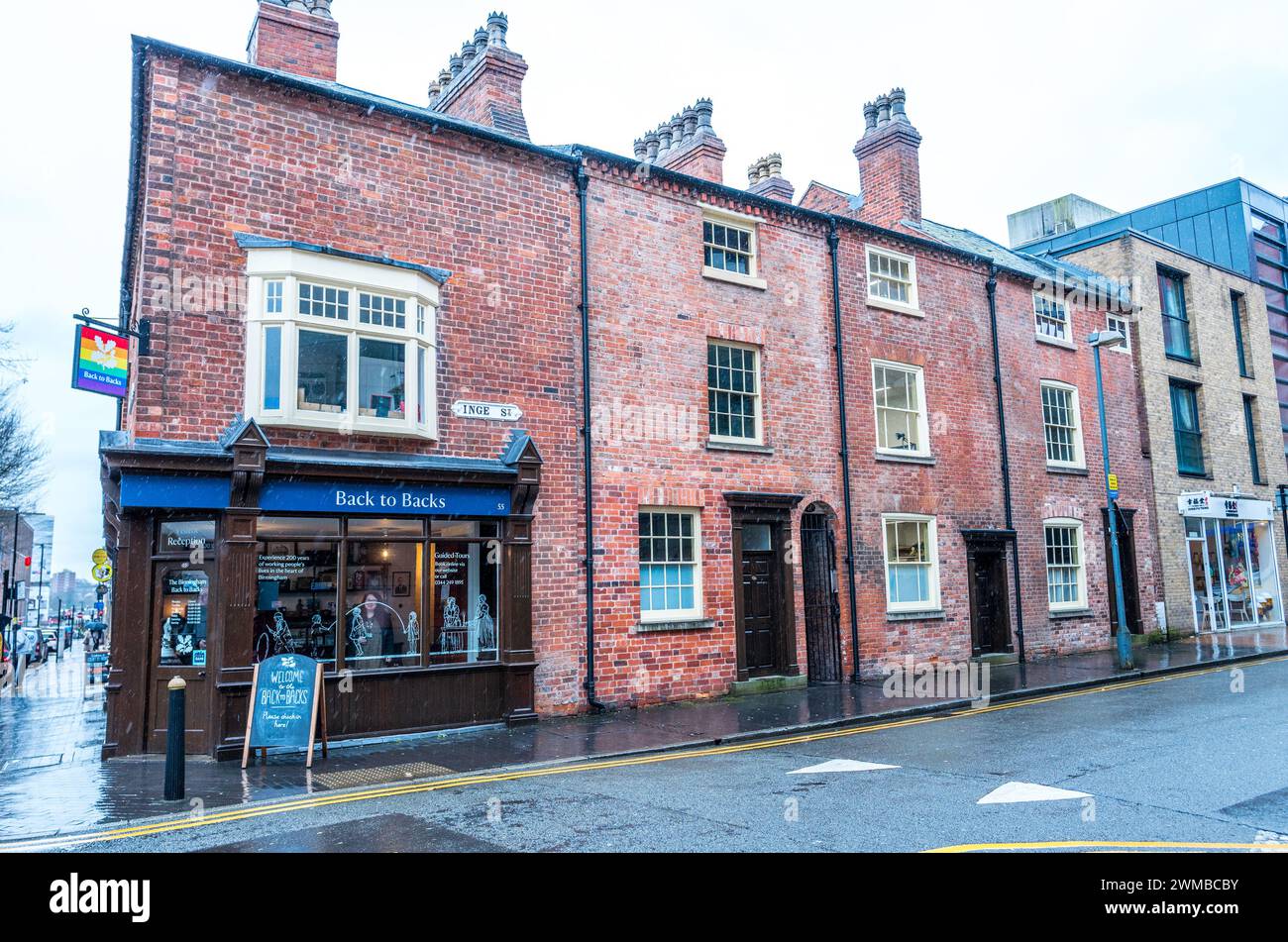 Die erhaltenen Häuser aus dem 19. Jahrhundert in Birmingham wurden vom National Trust verwaltet. Stockfoto