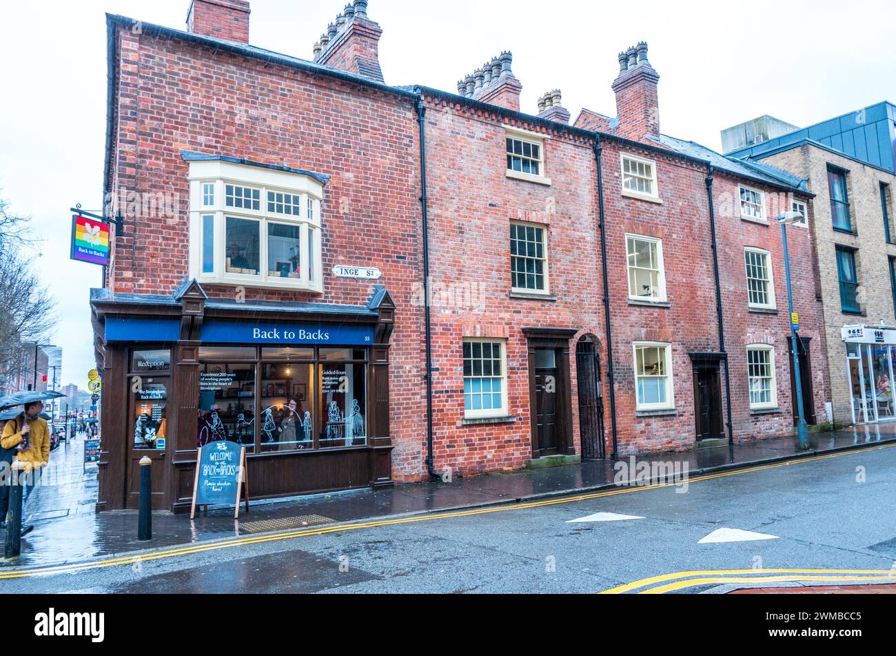 Die erhaltenen Häuser aus dem 19. Jahrhundert in Birmingham wurden vom National Trust verwaltet. Stockfoto