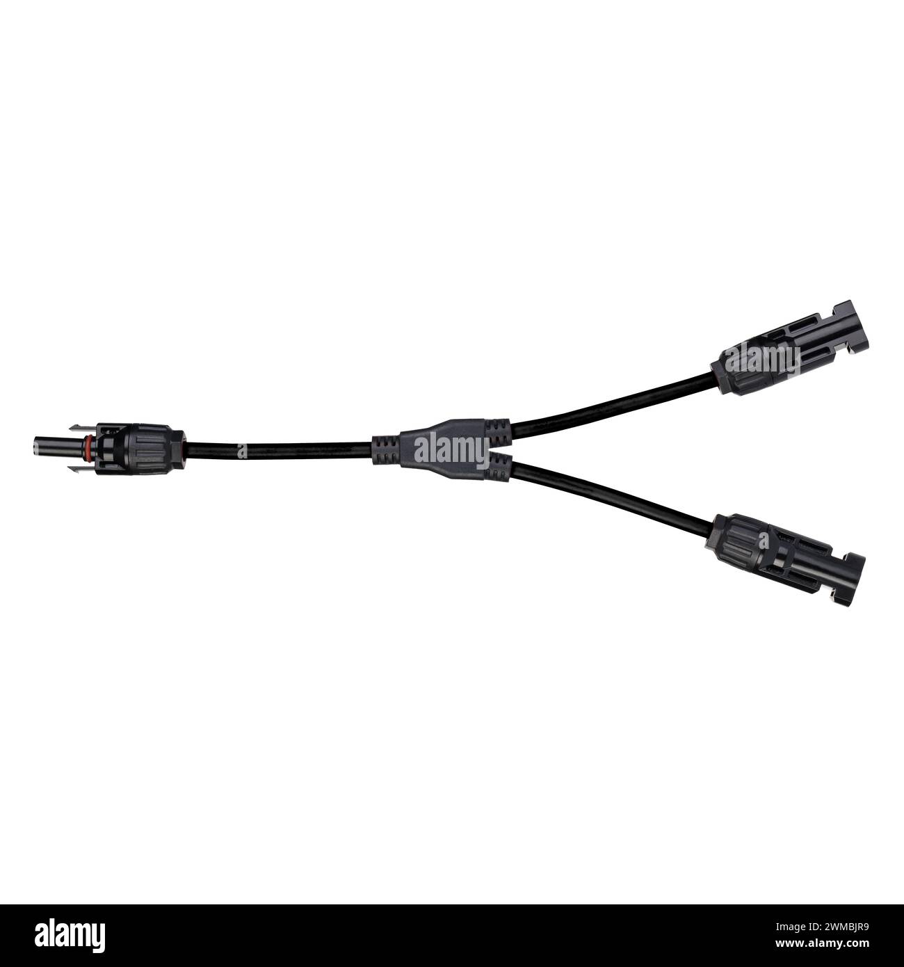 Industrielle Solar Panel-T-Stück MC4-Steckverbinder. Stockfoto